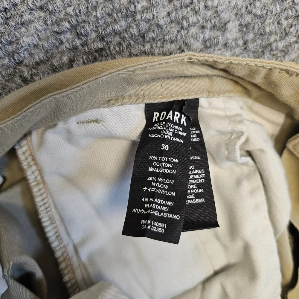 Roark Mens Khaki Straight Fit Flat Front Chino‎ Khaki Pants Size 30
